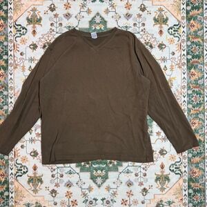 Old Navy Men's Long Sleeve V Neck T Shirt Brown Size XL Basic Casual